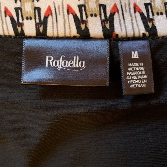 Rafaella Women's Black/Tan/Cream/Brick Print Knee Length Skirt Size M - Picture 2 of 6